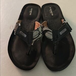 Coach Black and Cream Flip-Flops